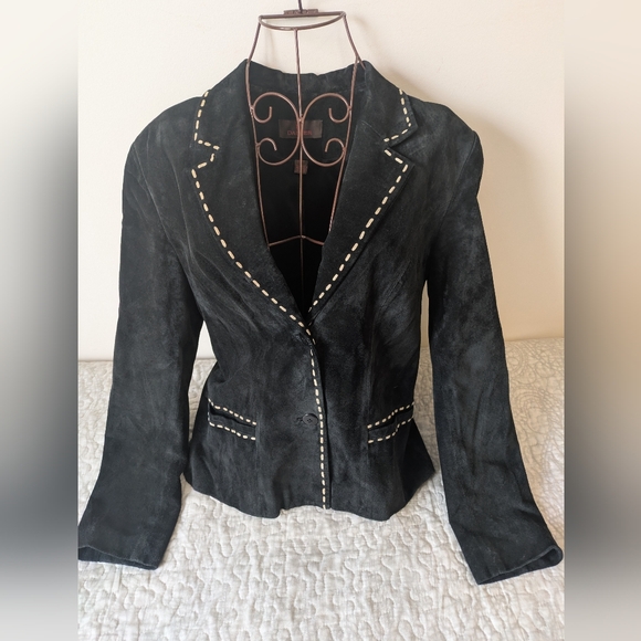 Danier Jackets & Blazers - Danier Black Women's Jacket with White Stitching